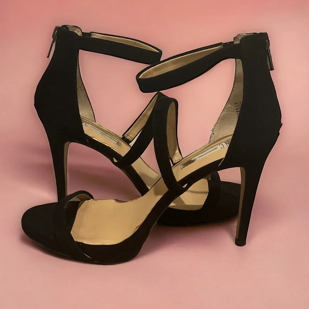 INC‎ International Concepts | Inc Black Strappy Suede Heels size 9.5